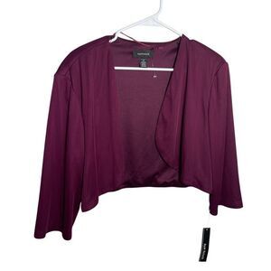 R&M Richards Cardigan Sweater Shrug Purple Open 3/4 Sleeve Plum NWT